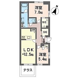 クレスト池田山 2LDKの間取図画像