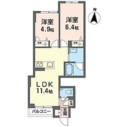 ザ グローヴ赤堤 2LDKの間取図画像