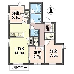 チロル 3LDKの間取図画像