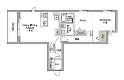 オレアス 2LDKの間取図画像