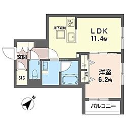 フォス 渋谷笹塚 1LDKの間取図画像