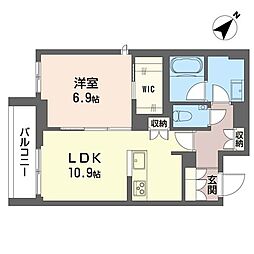 フォス 渋谷笹塚 1LDKの間取図画像