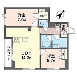 フォス 渋谷笹塚 2LDKの間取図画像