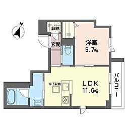 カーサ北沢 1LDKの間取図画像