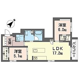 ミライザ桜丘 2LDKの間取図画像