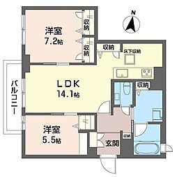 グランリュクス中野坂上 2LDKの間取図画像