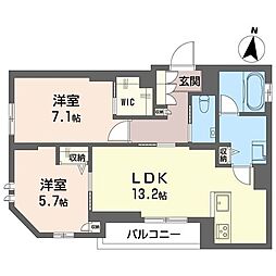 グランリュクス中野坂上 2LDKの間取図画像