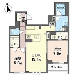 リラフォート 2LDKの間取図画像