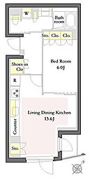 PrimeMaisonダイカンヤマ 1LDKの間取図画像