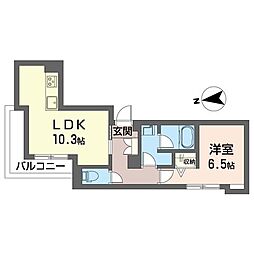 ヴィアフィーデ経堂 1LDKの間取図画像