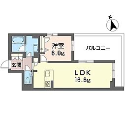 アンムート戸越公園 1LDKの間取図画像