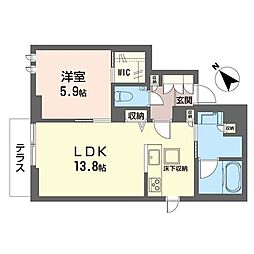 アミコート東山 1LDKの間取図画像