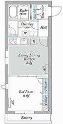 プリマクラッセ初台 1LDKの間取図画像