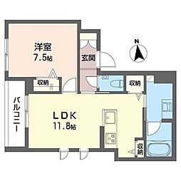 ユラ代々木上原 1LDKの間取図画像