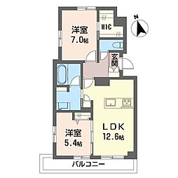 パルマール等々力 2LDKの間取図画像