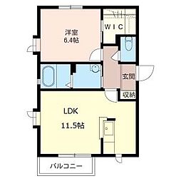 クレールアイ-B 1LDKの間取図画像