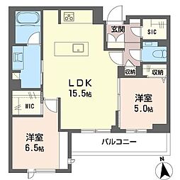 ルセア・クラリスタ 2LDKの間取図画像