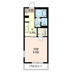 サウスコート海老名 1Kの間取図画像