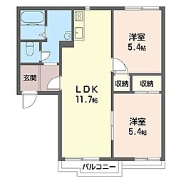 コーポ・ハピネス 2LDKの間取図画像