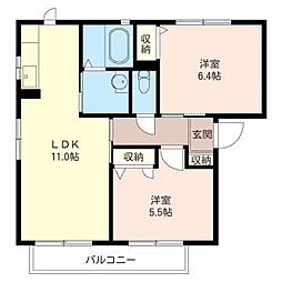 ソレイユ浜田壱番館 2LDKの間取図画像