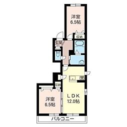 ヴィアソーレB 2LDKの間取図画像