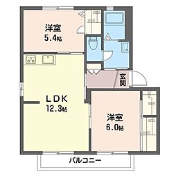 サニーテラス・ミヤ2 2LDKの間取図画像
