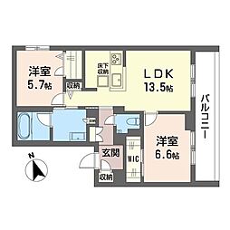 セントリビエ湘南台 2LDKの間取図画像