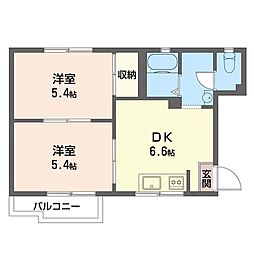 ビレッジ永山C 2DKの間取図画像