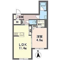 ヴィラ16 1LDKの間取図画像
