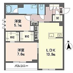 ヴィラ16 2LDKの間取図画像