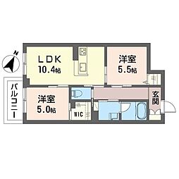 トロワベルテュ 2LDKの間取図画像