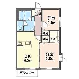 グリーンヒルズ 2階2DKの間取り