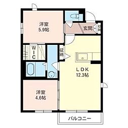 シャーメゾンウィステリア3 2LDKの間取図画像