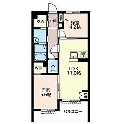 メゾン　ロッソ 2階2LDKの間取り