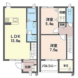 マリノア湘南B 2LDKの間取図画像