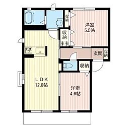サンシャインヒルズ湘南 2LDKの間取図画像