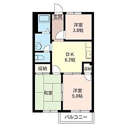 サンモールハイツ 3DKの間取図画像