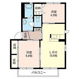 カサベルデ赤坂A 2LDKの間取図画像