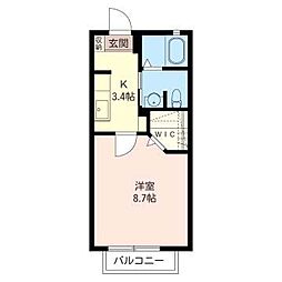 ヴィラ・デ・ソルA 1Kの間取図画像