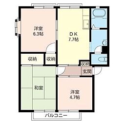 コーポ宮ノ前2 3DKの間取図画像