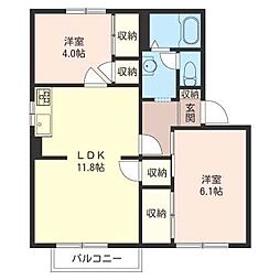 コーポひめしゃら 2LDKの間取図画像