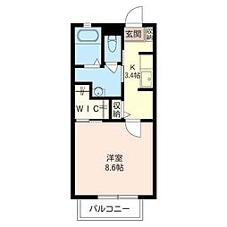 ベルボワ 1Kの間取図画像