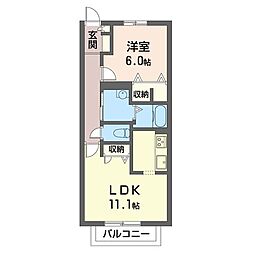 シャルム弐番館 1LDKの間取図画像