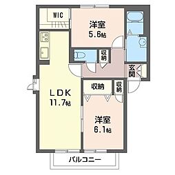 シモ弐番館 2LDKの間取図画像