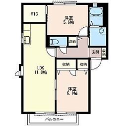 メゾンハンヤ 2LDKの間取図画像