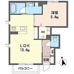 エスポワールB 1LDKの間取図画像
