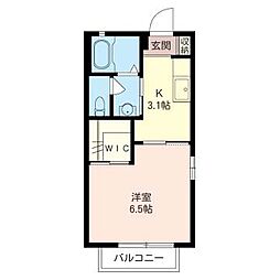 アーバンハイムA 1Kの間取図画像
