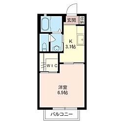 アーバンハイムA 1Kの間取図画像