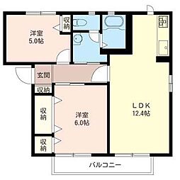 タウンコートA 2LDKの間取図画像