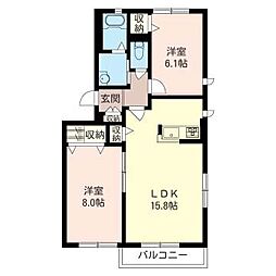 クレールA 2LDKの間取図画像